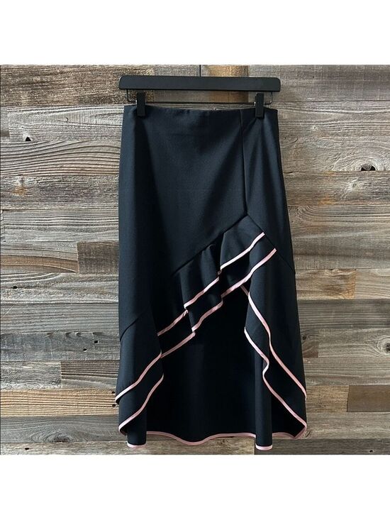 Endless Rose Dresses & Skirts - Endless Rose Black A-Line High Low Skirt with Pink Ruffle Trim Size Small